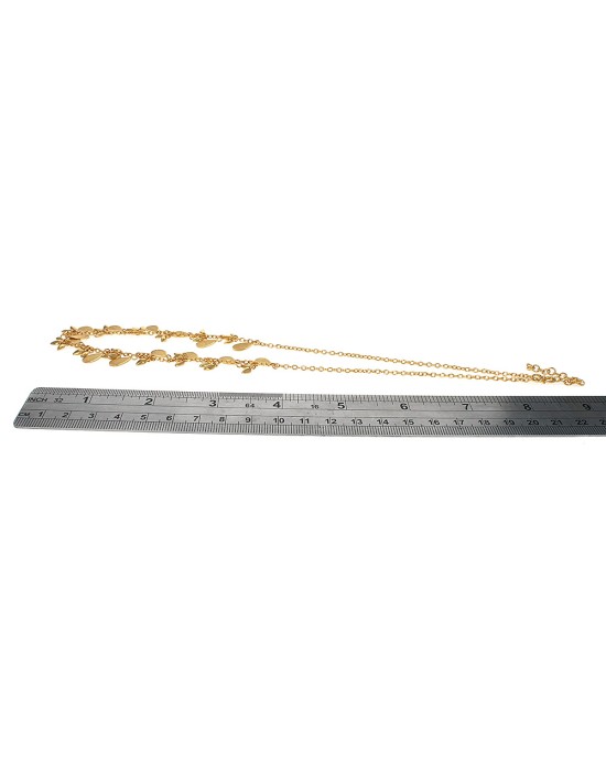24K Pear Disk and Seed Drop Chain Necklace